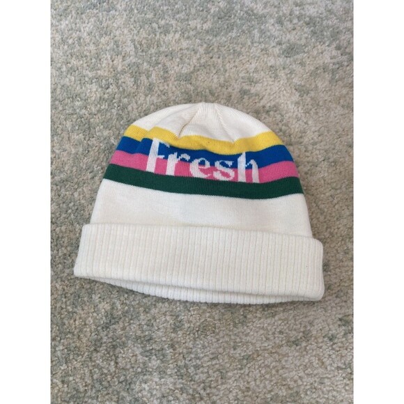 Teddy Fresh Beanie Official Hat Pastel Striped One Size White Knit Winter - Picture 4 of 5